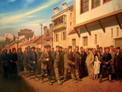 Водење на осудени македонски револуционери на заточение, 1902 г.