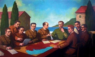 Состанок на делегацијата на Иницијативниот одбор за свикување на АСНОМ со Јосип Броз - Тито и југословенското раководство на островот Вис, јуни 1944 г.
